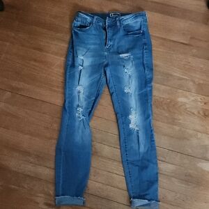 Distressed Blue Jeans 9 Skinny